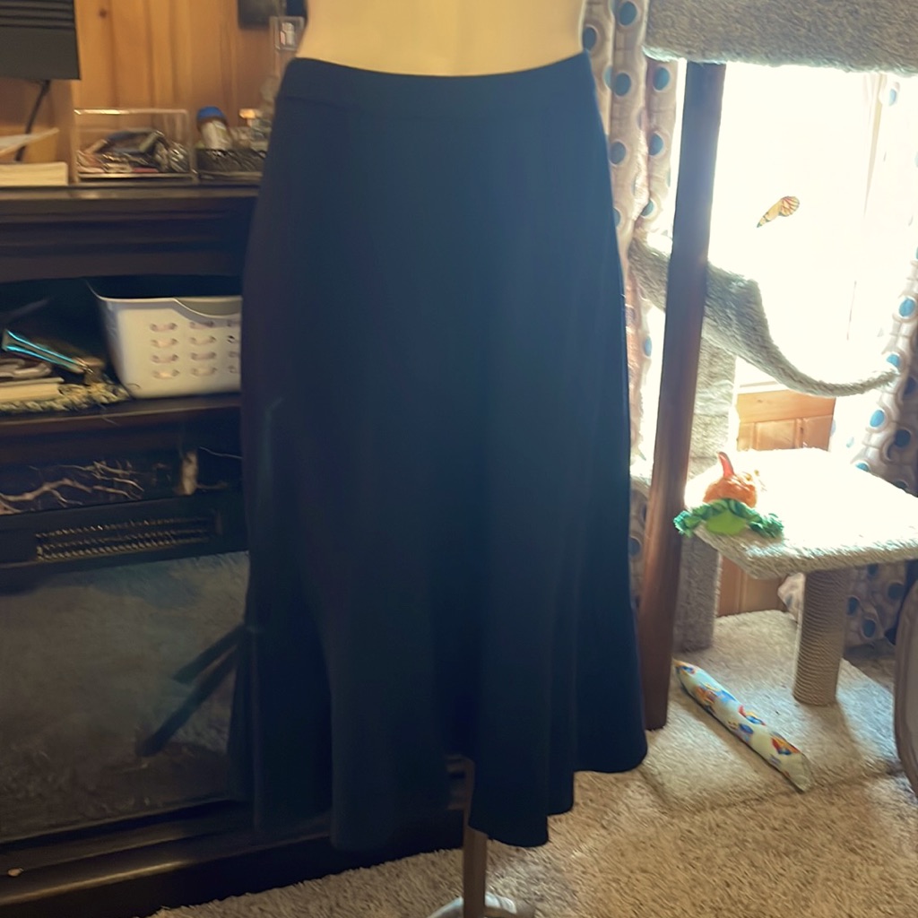 Black Below The Knee Flared St. John Skirt